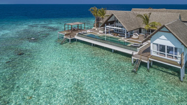 Three-bedroom overwater suite with pool deck at Four Seasons Resort Maldives at Landaa Giraavaru, Baa Atoll UNESCO Biosphere Reserve