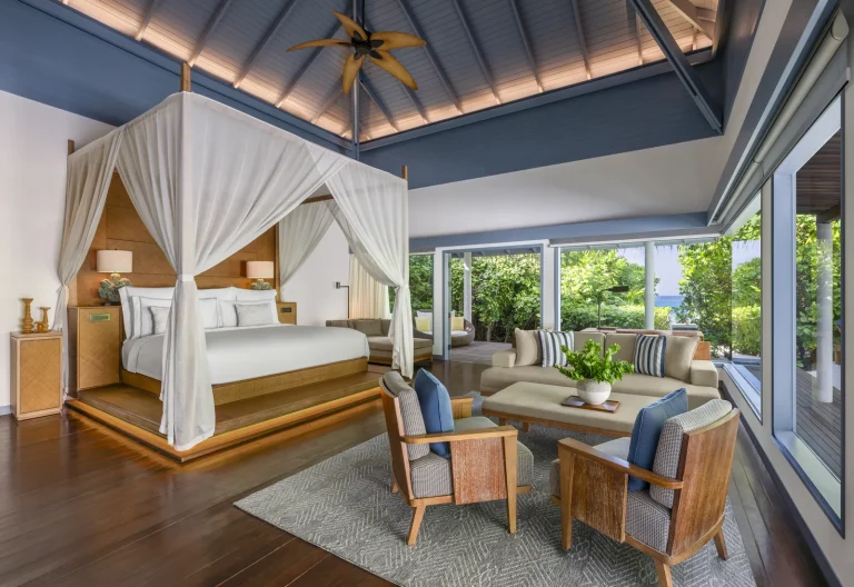 A Beach Pool Villa bedroom, The Halcyon Private Isles Maldives, Gaafu Alifu Atoll
