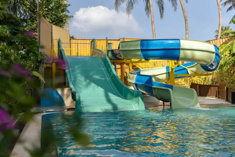 Water slides at the Muramas Kids Club, JOALI Maldives, Raa Atoll