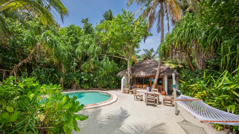 Two-bedroom jungle villa with a private pool at Soneva Fushi, Kunfunadhoo, Baa Atoll