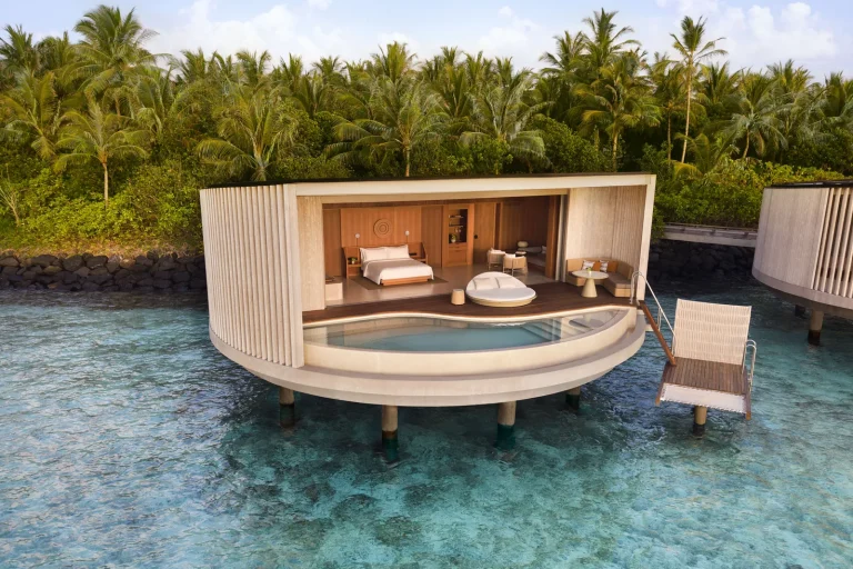 Ocean Pool Villa, The Ritz-Carlton Maldives, Fari Islands, North Malé Atoll: overwater exterior with private pool and deck
